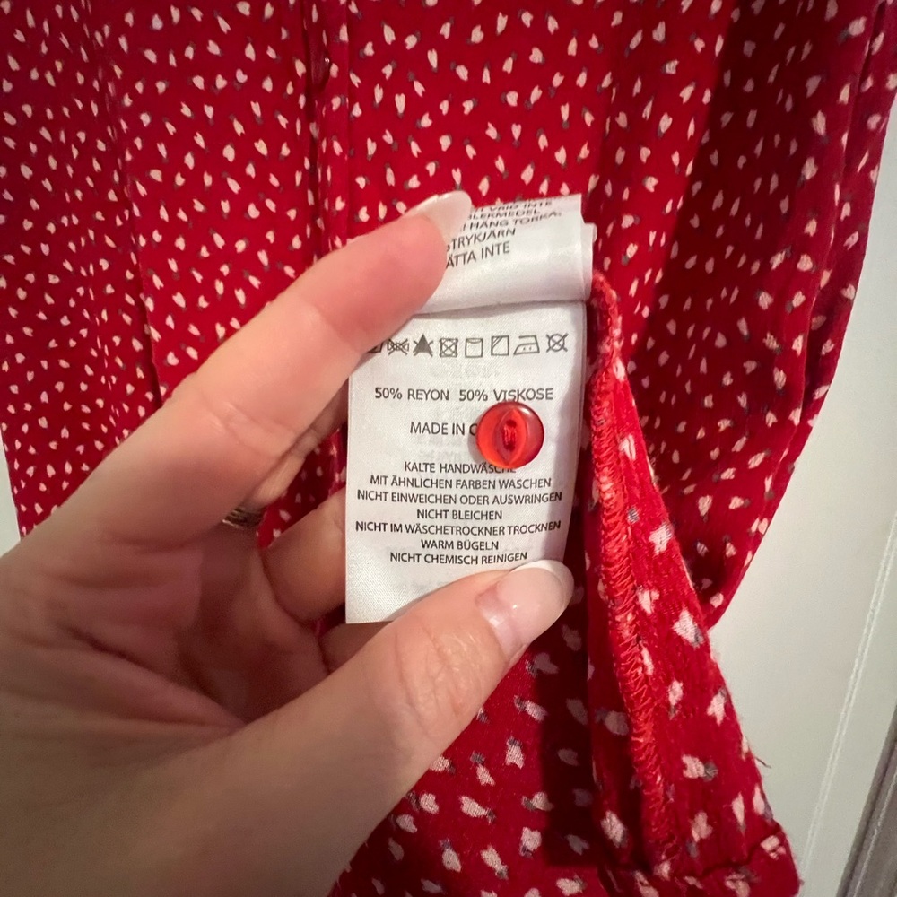 Lulu's Red Button Down Short Sleeve Dress - Picture 4 of 6